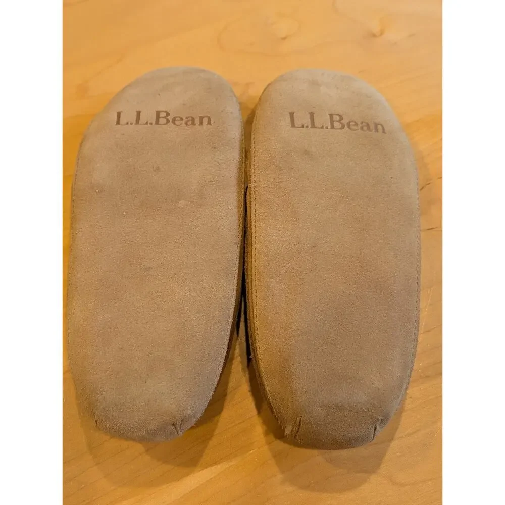 L.L. Bean 296248 Wicked Slipper Brown Suede Slippers Moc Toe Shearling Kids 11